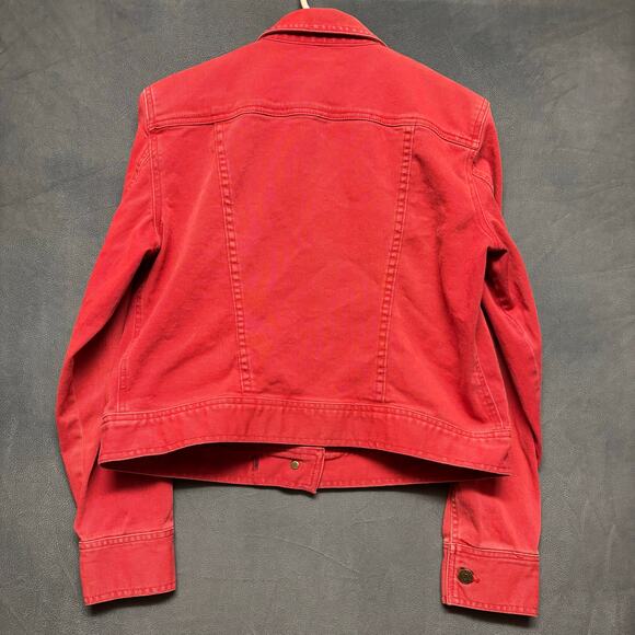 Lauren Ralph Lauren Red Denim Jacket Button Up Y2K Jean Streetwear Preppy Large - Picture 10 of 14